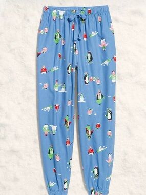 Old navy Blue Holiday Penguin flannel Pajama Pants